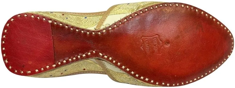 Stop n Style Punjabi Juttis for Men Sherwani Shoes Groom Shoes Formal Wedding Shoes Beaded Shoes Flat Mojari
