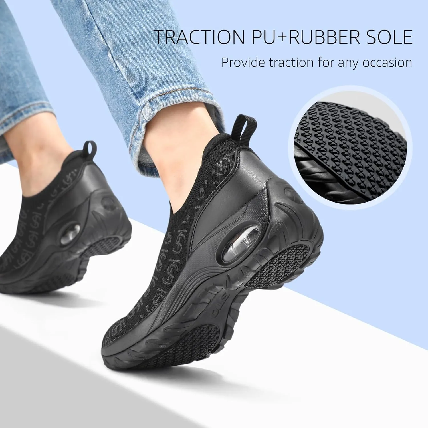 STQ Women Walking Shoes Casual Slip on Sneakers for All Day Standing & Foot Pain Reliefing