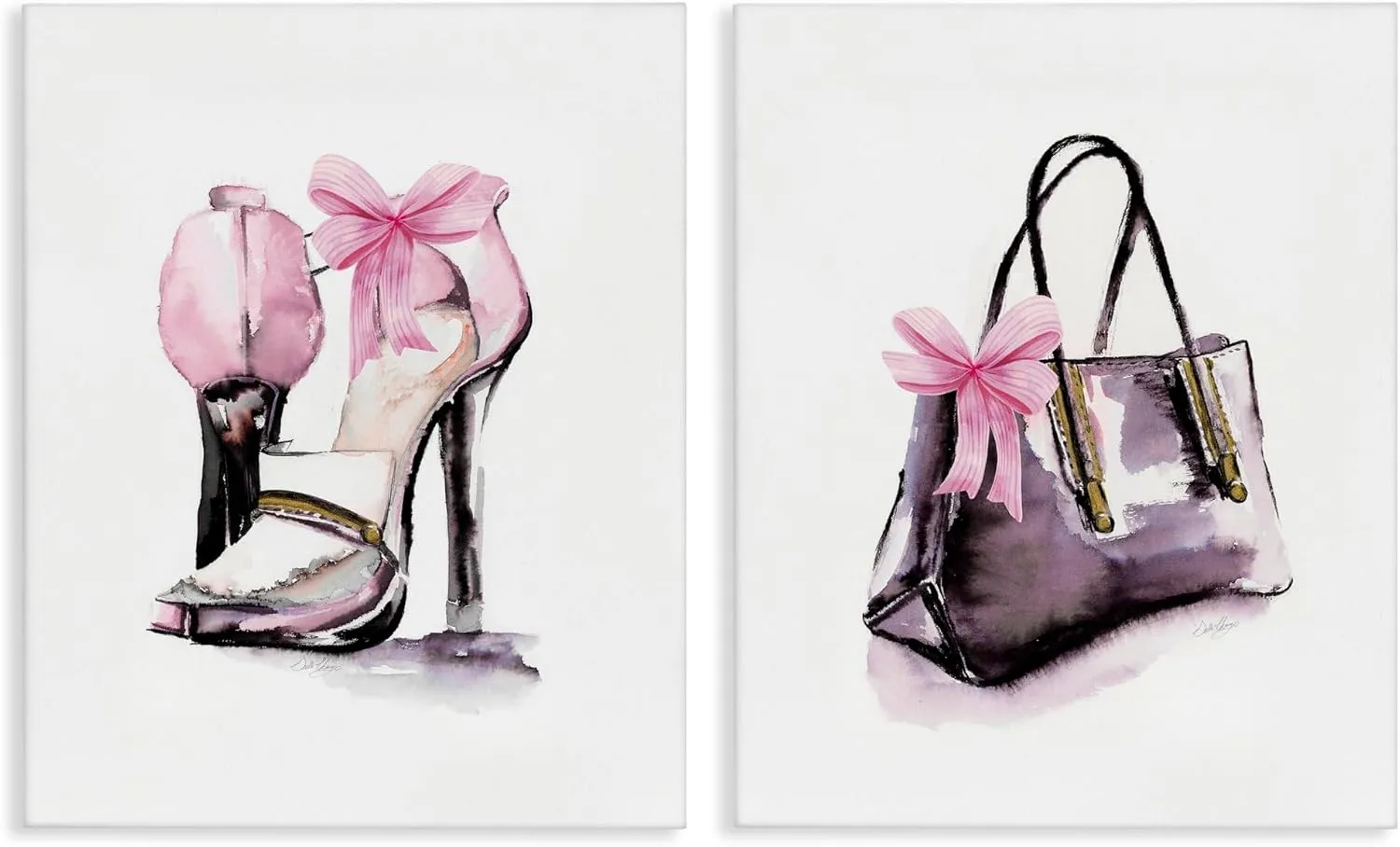 Stupell Industries Luxury Shoes & Handbag 2 Piece Canvas Wall Art Set, design by Stella Chang, 16 x 20