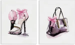Stupell Industries Luxury Shoes & Handbag 2 Piece Canvas Wall Art Set, design by Stella Chang, 16 x 20