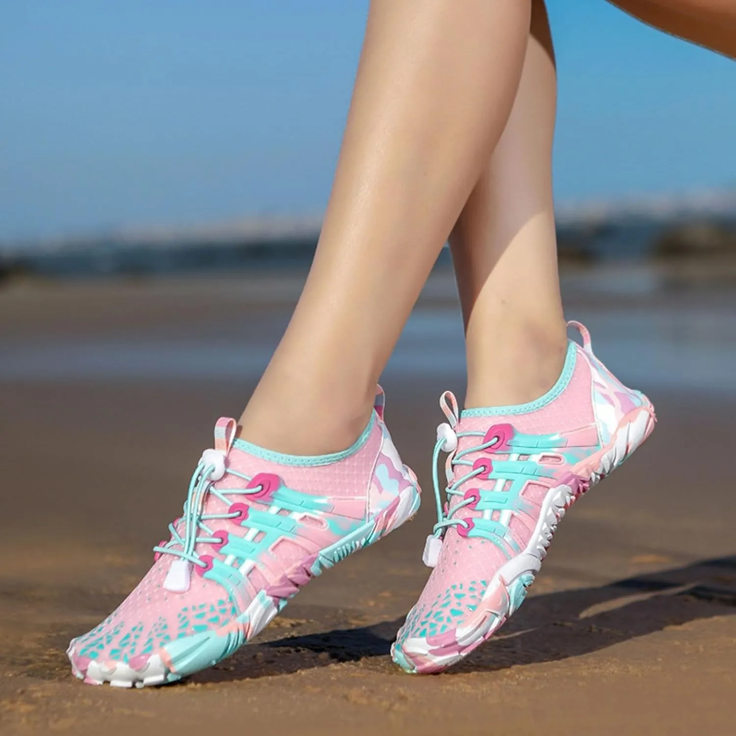 Stylish Water Shoes for Women Men Quick Drying, Breathable Mesh Hiking Barefoot Water Shoes with Drainage, Outdoor Sports Surf Yoga Beach Walking
