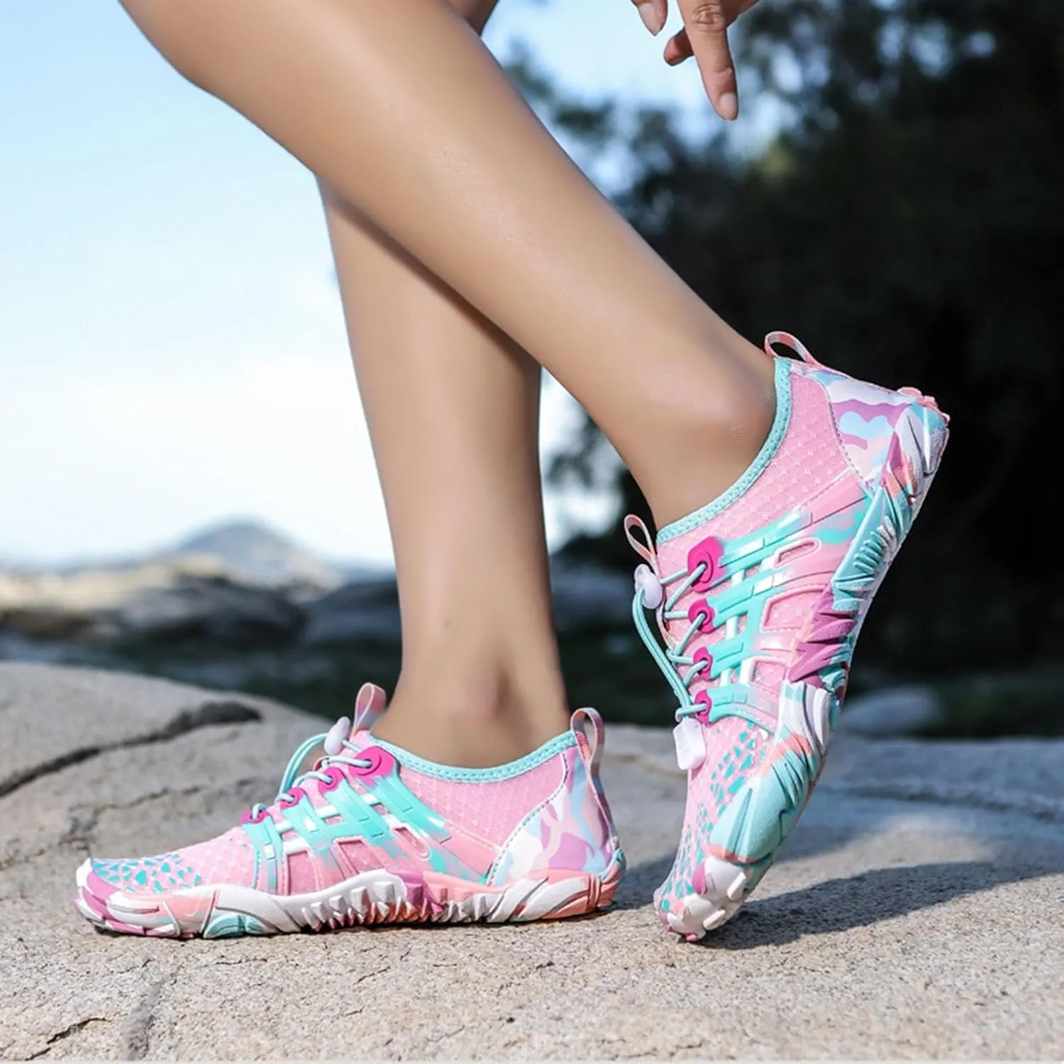 Stylish Water Shoes for Women Men Quick Drying, Breathable Mesh Hiking Barefoot Water Shoes with Drainage, Outdoor Sports Surf Yoga Beach Walking