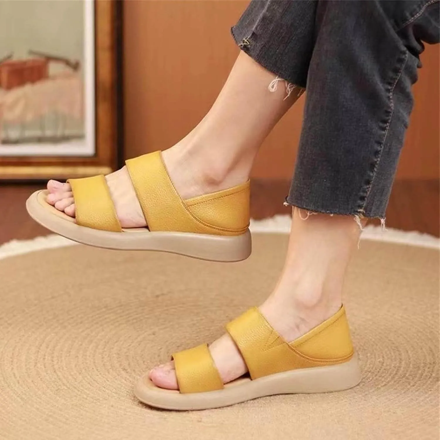 Summer New Flat Soled Roman Sandals For Women Fashionable Soft Soled Lazy Ones One Legged And Fisherman Sandals Women
