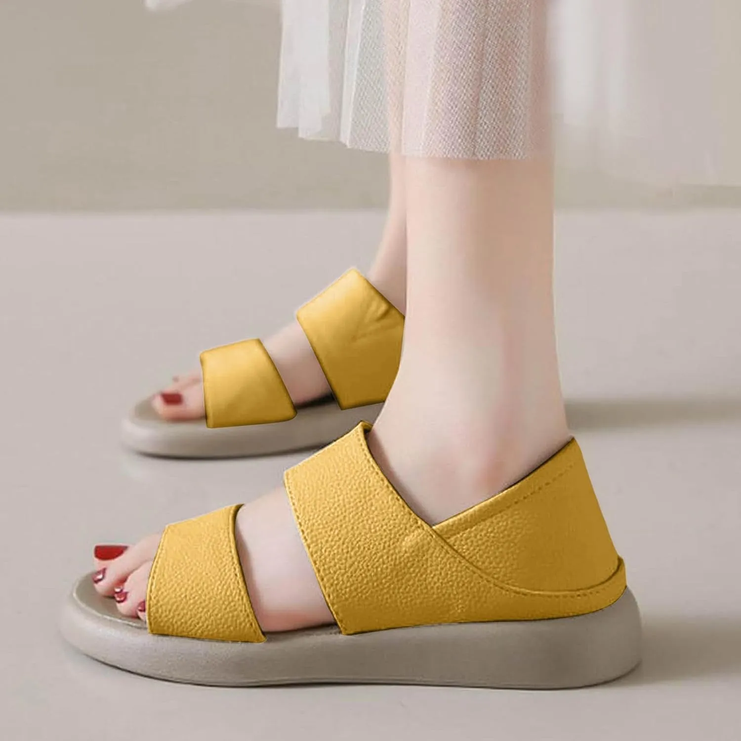 Summer New Flat Soled Roman Sandals For Women Fashionable Soft Soled Lazy Ones One Legged And Fisherman Sandals Women
