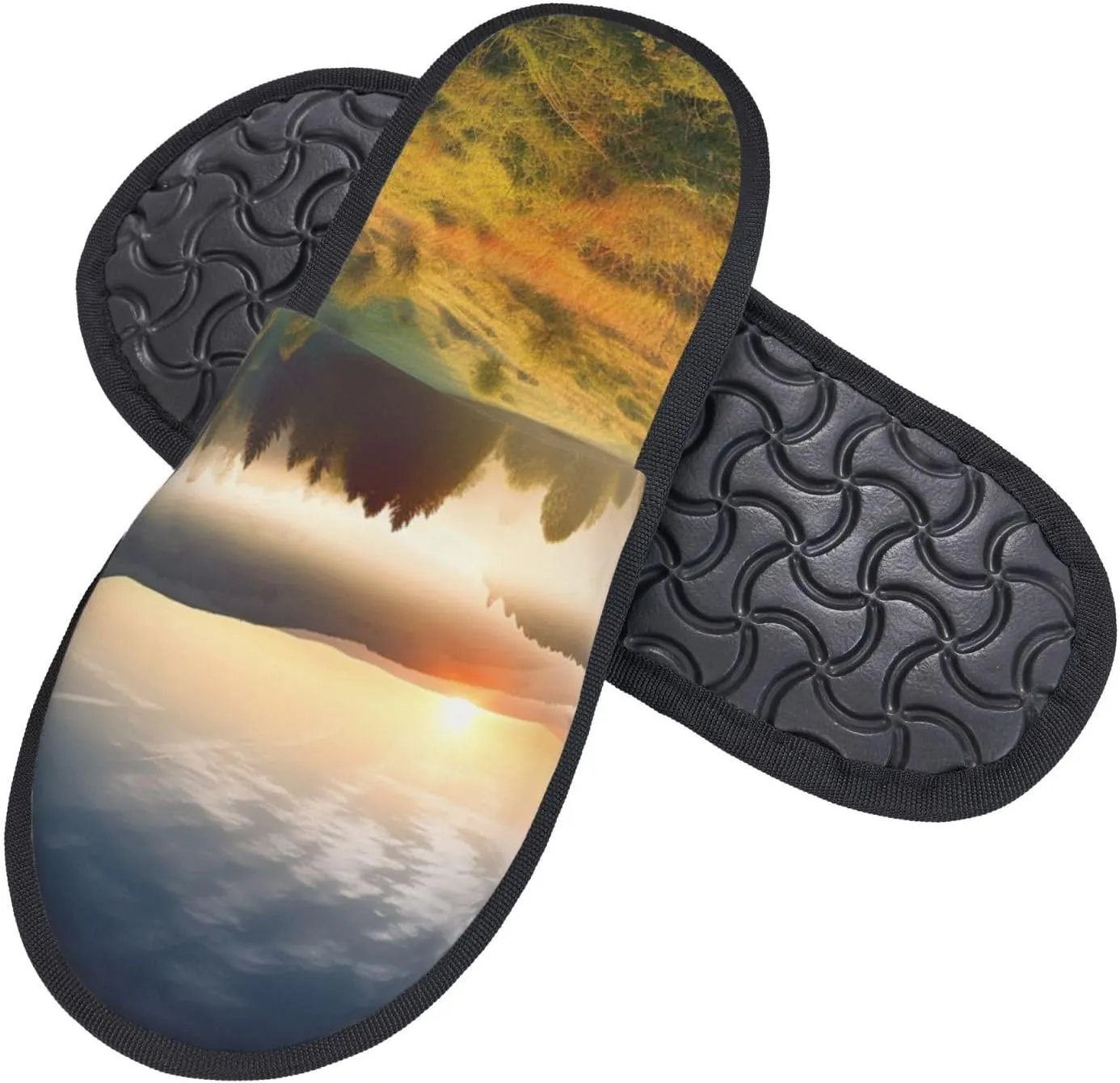Sunrise Nature Scenery Furry House Slippers for Women Men Soft Fuzzy Slippers Indoor Casual Plush House Shoes