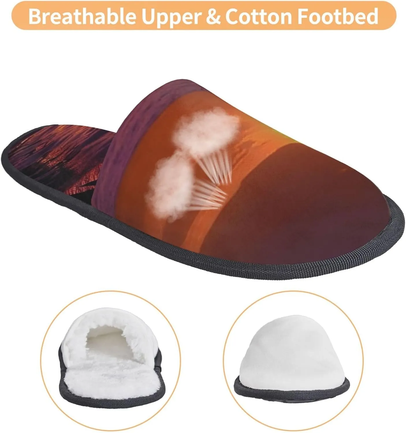 Sunset dolphins Furry House Slippers for Women Men Soft Fuzzy Slippers Indoor Casual Plush House Shoes
