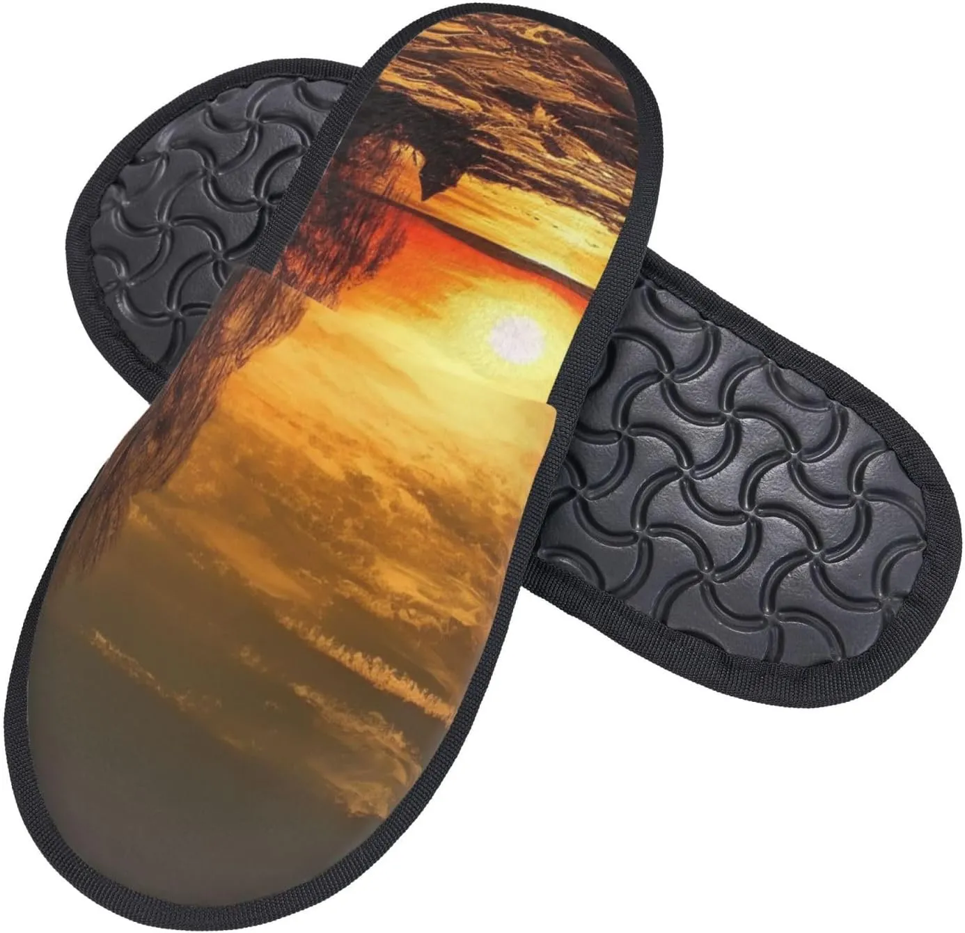 Sunset Furry House Slippers for Women Men Soft Fuzzy Slippers Indoor Casual Plush House Shoes
