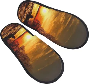Sunset Furry House Slippers for Women Men Soft Fuzzy Slippers Indoor Casual Plush House Shoes