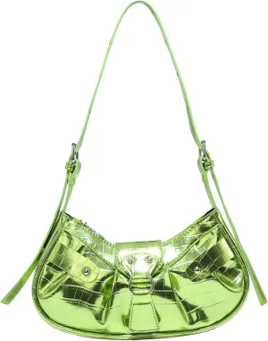 SweatyRocks Women's Buckle Leather Crocodile Embossed Zipper Handbag Shoulder Bag with Adjustable Strap