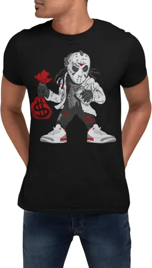 T Shirt to Match Jordan 3 Fire Red Hockey Mask Dude Men's, Jordan 3 Fire Red Tee Matching, Gift for Jordan 3s Tshirt