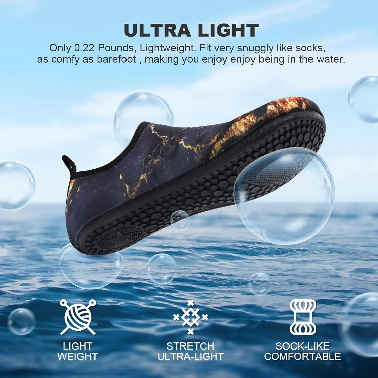 Tanamo Water Shoes for Women Men Quick-Dry Aqua Socks Swim Beach Barefoot Yoga Exercise Wear Sport Accessories Pool Camping Must Haves Adult Youth Size