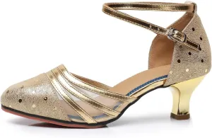 TangDao Women’s Latin Dance Shoes, Cowhide Leather Salsa Ballroom Dance Shoes Outdoor, 2.1” Heels Performance Shoes