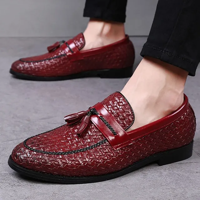 Tassel Plaid Men New Loafers Weaving Comfortable Soft Mens Leisure Leather Shoes Fashion Sapato Masculino