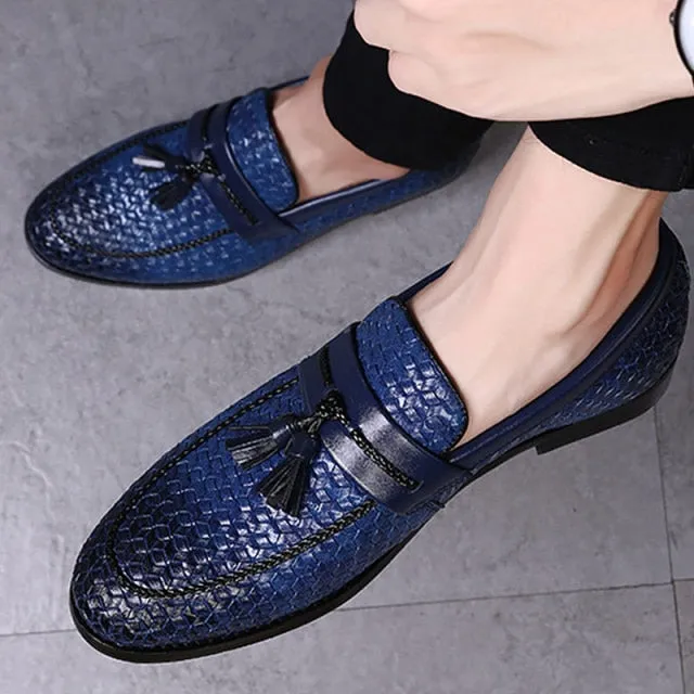 Tassel Plaid Men New Loafers Weaving Comfortable Soft Mens Leisure Leather Shoes Fashion Sapato Masculino