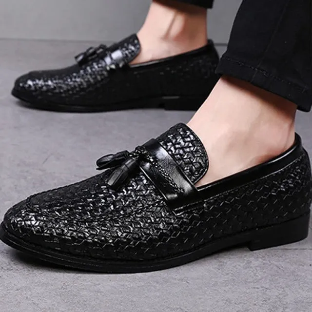 Tassel Plaid Men New Loafers Weaving Comfortable Soft Mens Leisure Leather Shoes Fashion Sapato Masculino