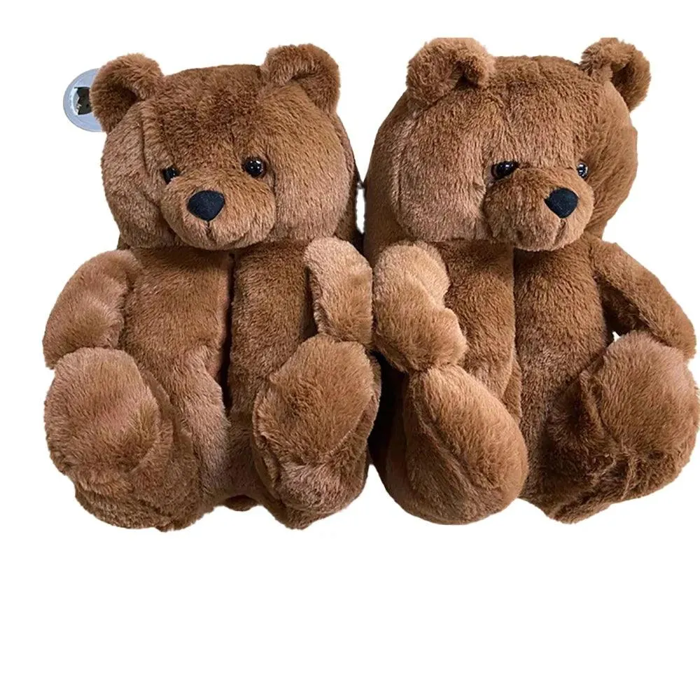 Teddy Bear Plush Slippers – Soft Indoor Animal Slippers for Comfort