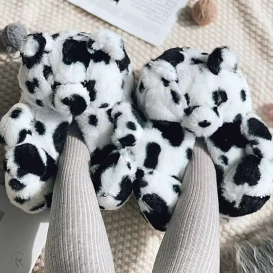 Teddy Bear Plush Slippers – Soft Indoor Animal Slippers for Comfort