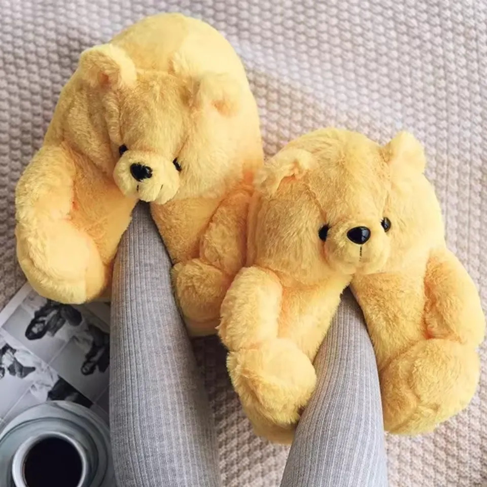 Teddy Bear Plush Slippers – Soft Indoor Animal Slippers for Comfort