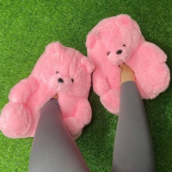 Teddy Bear Plush Slippers – Soft Indoor Animal Slippers for Comfort