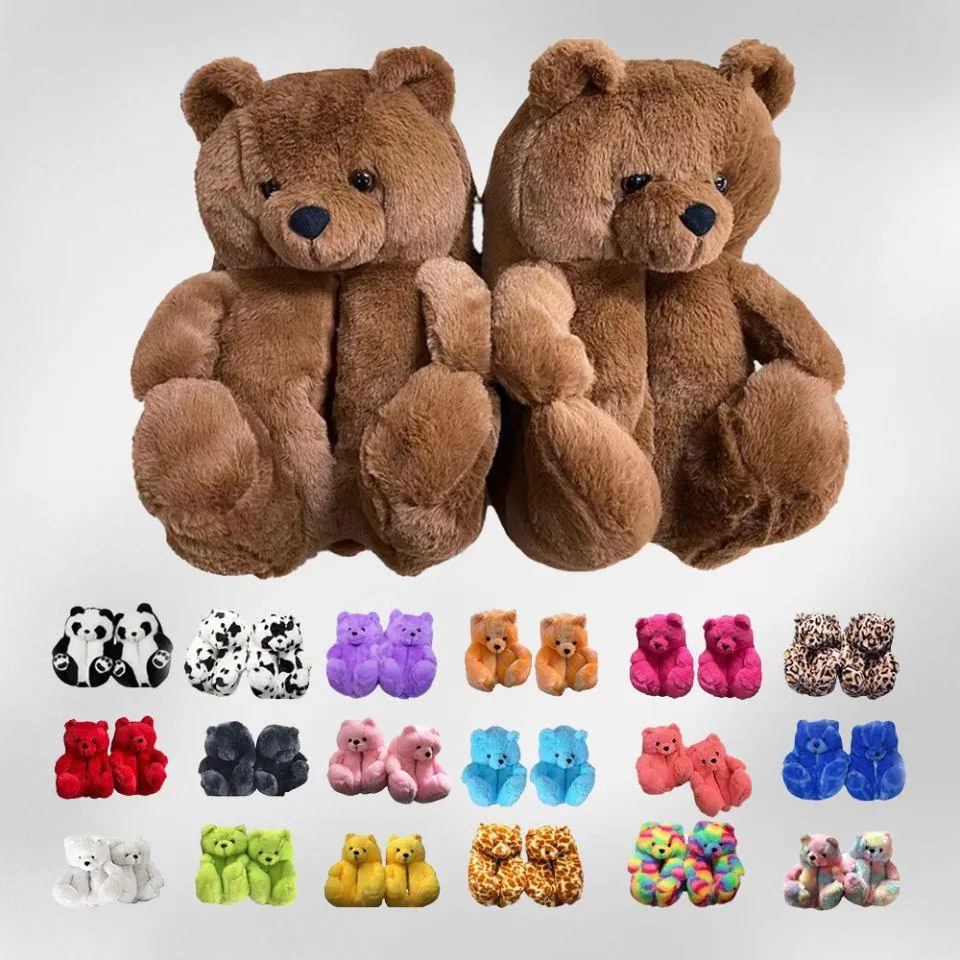 Teddy Bear Plush Slippers – Soft Indoor Animal Slippers for Comfort