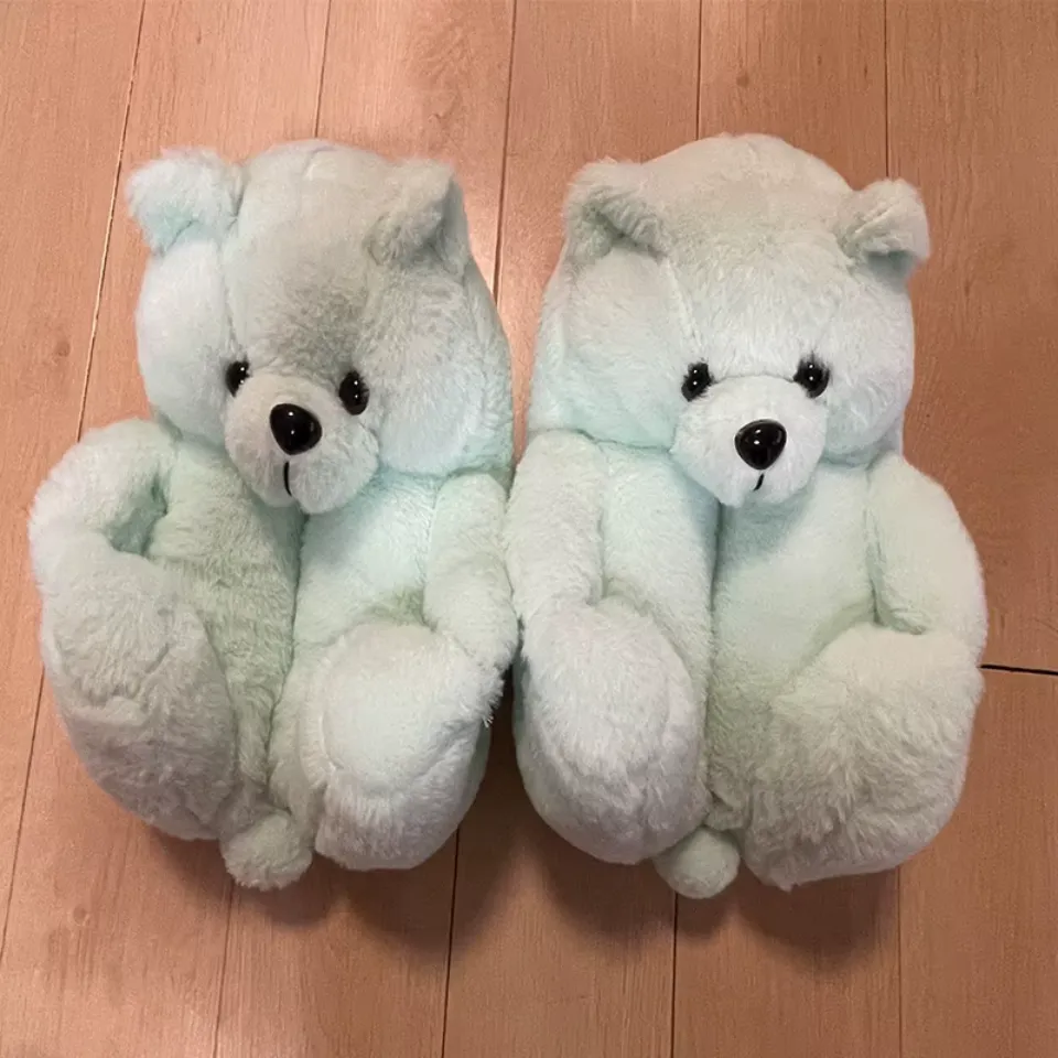 Teddy Bear Plush Slippers – Soft Indoor Animal Slippers for Comfort