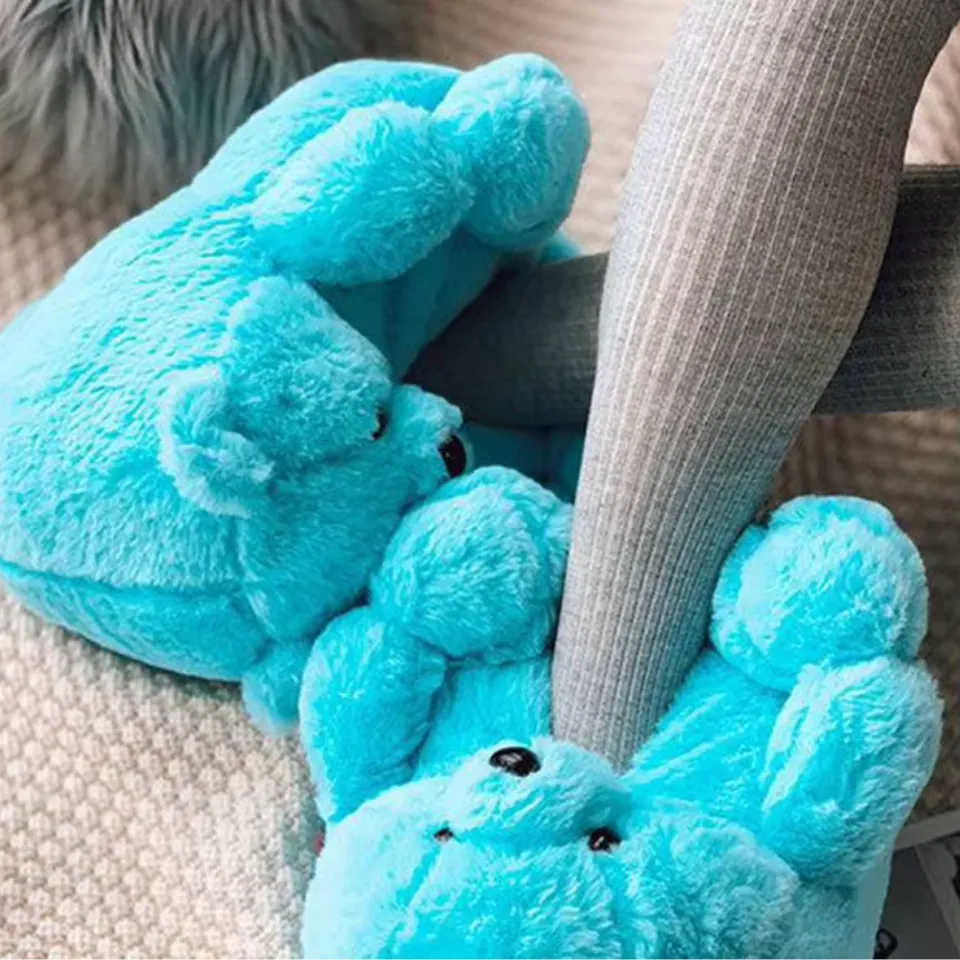 Teddy Bear Plush Slippers – Soft Indoor Animal Slippers for Comfort