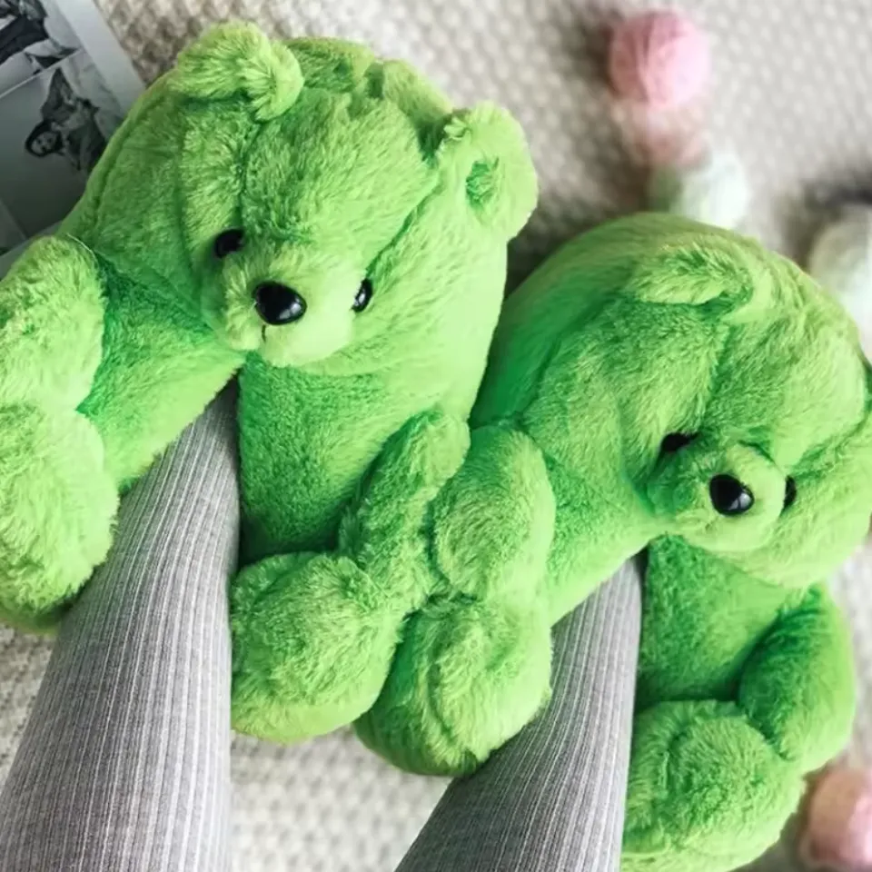 Teddy Bear Plush Slippers – Soft Indoor Animal Slippers for Comfort
