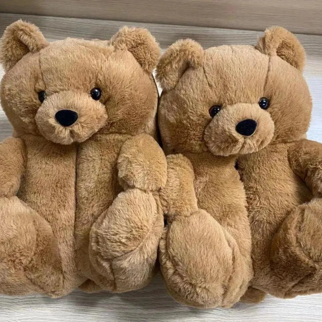 Teddy Bear Plush Slippers – Soft Indoor Animal Slippers for Comfort