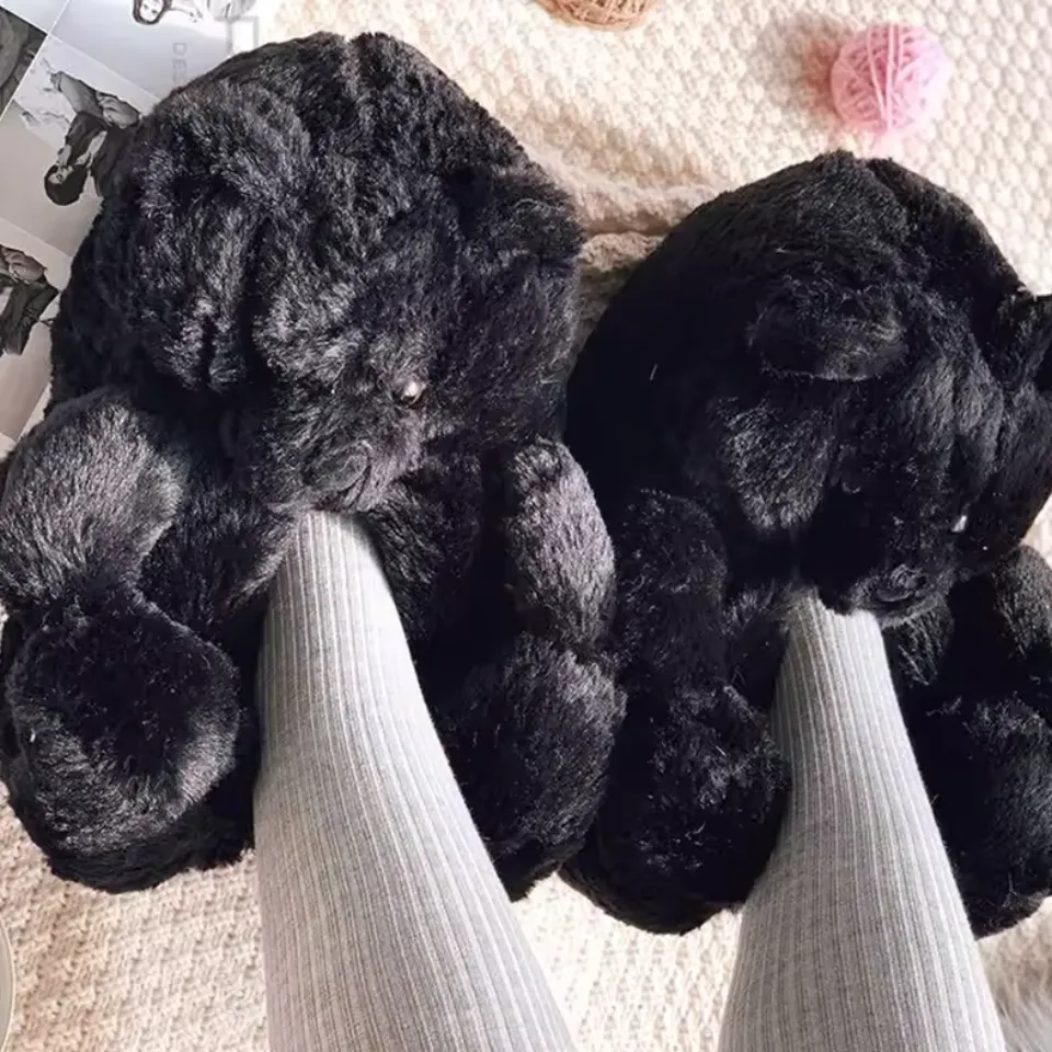 Teddy Bear Plush Slippers – Soft Indoor Animal Slippers for Comfort