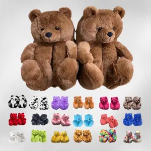 Teddy Bear Plush Slippers – Soft Indoor Animal Slippers for Comfort