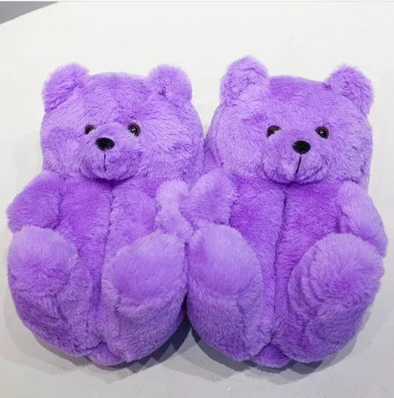 Teddy Bear Plush Slippers – Soft Indoor Animal Slippers for Comfort