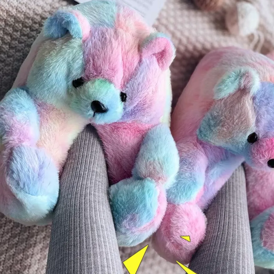 Teddy Bear Plush Slippers – Soft Indoor Animal Slippers for Comfort