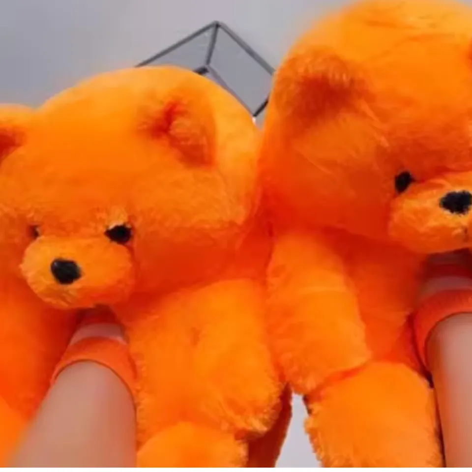 Teddy Bear Plush Slippers – Soft Indoor Animal Slippers for Comfort