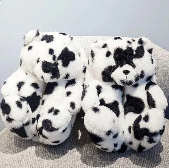 Teddy Bear Plush Slippers – Soft Indoor Animal Slippers for Comfort