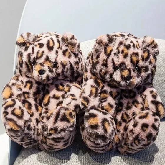Teddy Bear Plush Slippers – Soft Indoor Animal Slippers for Comfort