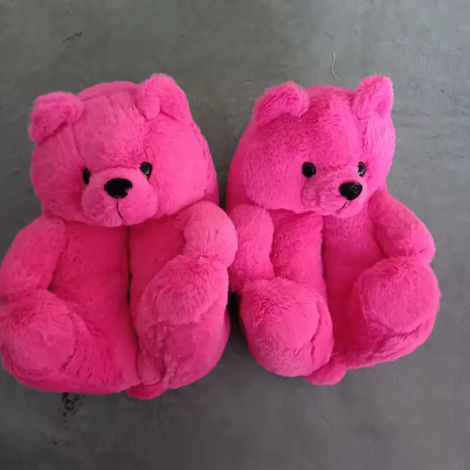 Teddy Bear Plush Slippers – Soft Indoor Animal Slippers for Comfort
