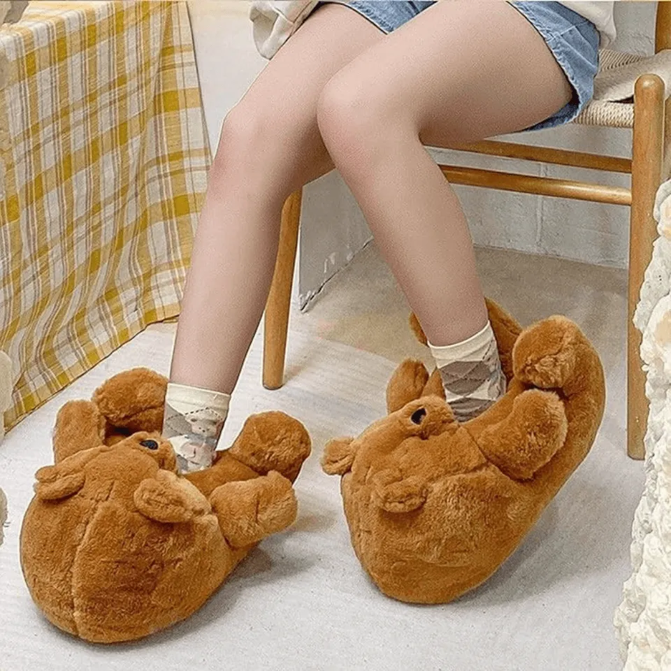 Teddy Bear Plush Slippers – Soft Indoor Animal Slippers for Comfort