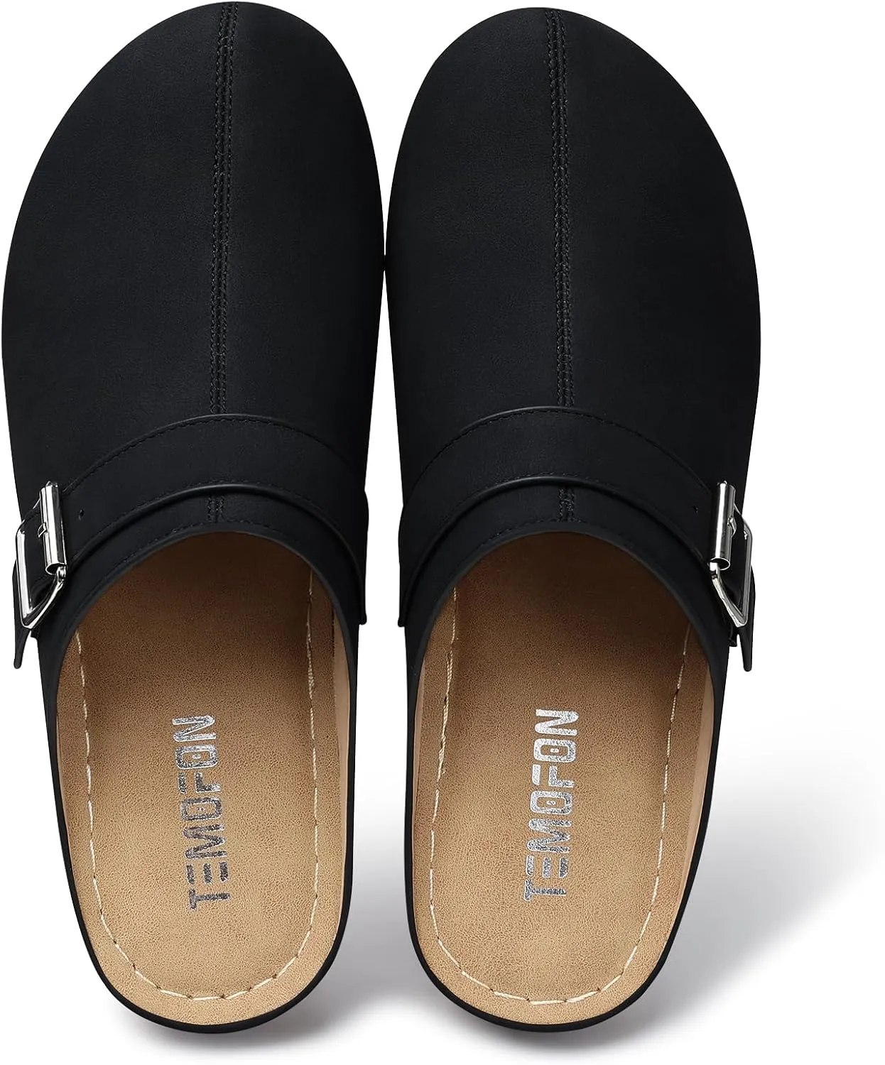 TEMOFON Clogs for Women Slip on Mules: Walking Comfortable, Non Slip, Closed Toe Sandals, Casual Summer Shoes Black Navy Brown Size 5-11