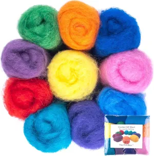 The Felt Box Needle Felting Wool Short Fiber Carded Batts Shade Pack 100 Grams 3.5 Oz -Bright