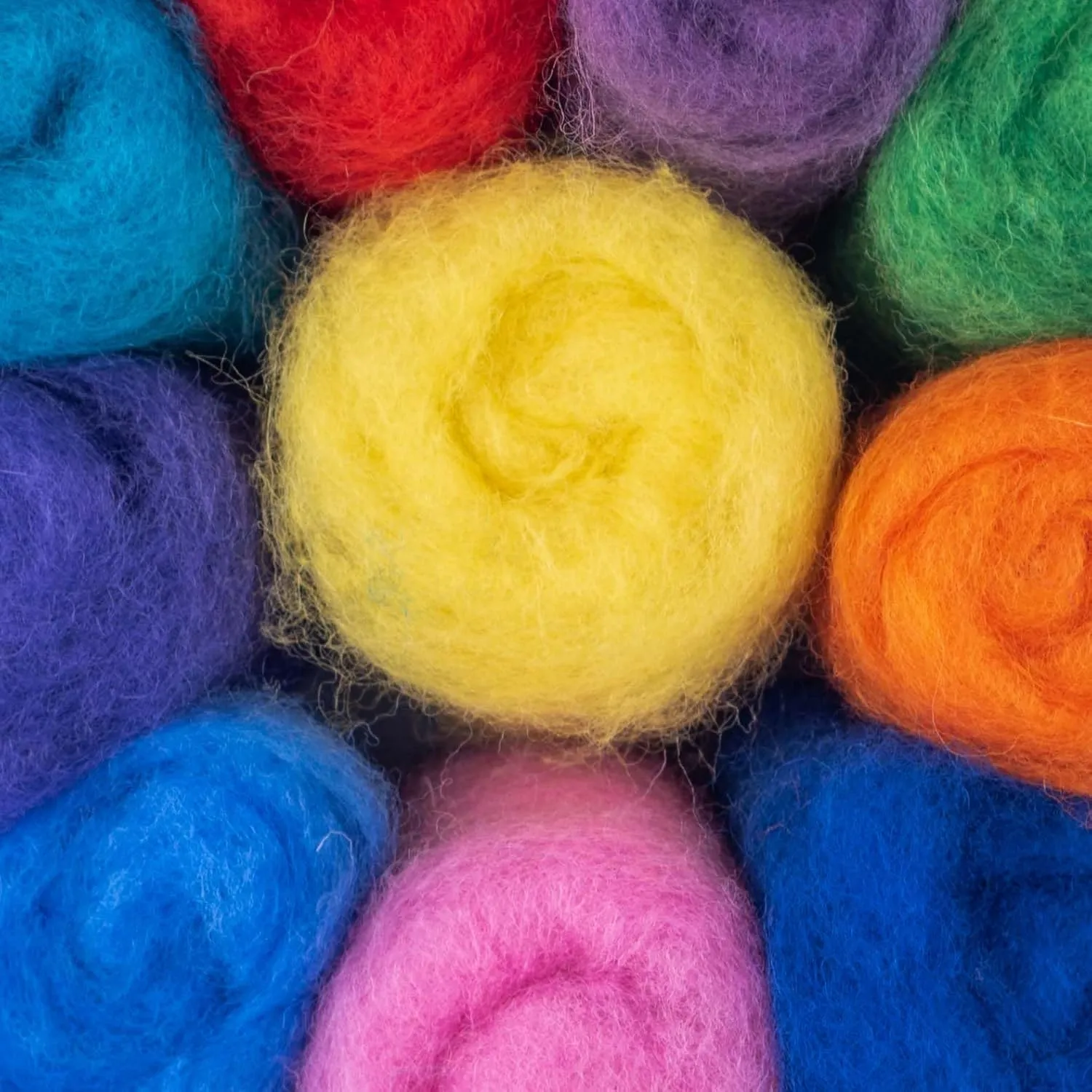 The Felt Box Needle Felting Wool Short Fiber Carded Batts Shade Pack 100 Grams 3.5 Oz -Bright