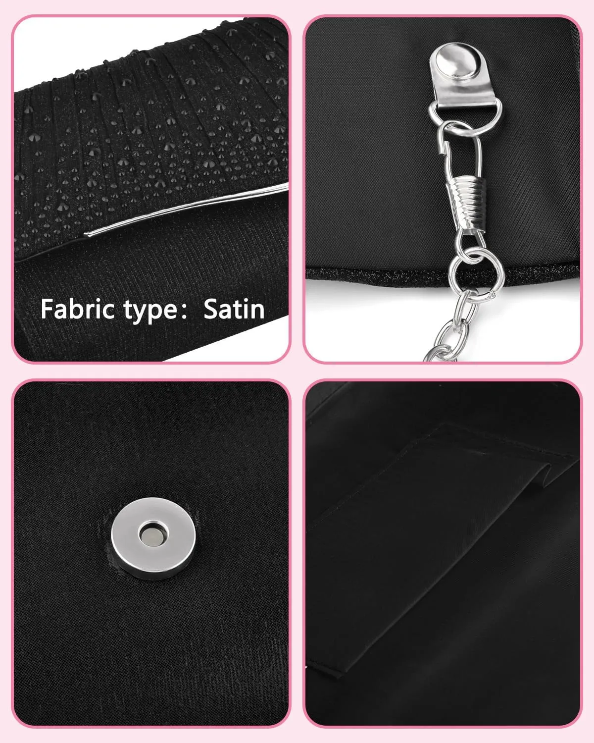 TINDTOP Clutch Purses for Women, Formal Evening Bags Suede Shoulder Envelope Party Handbags Wedding Cocktail Prom Clutches