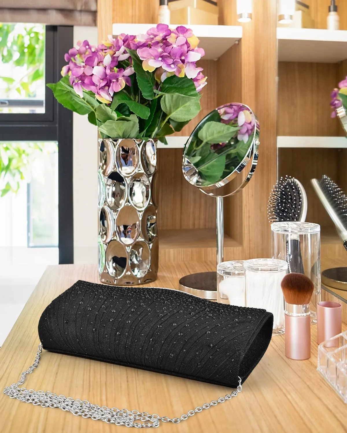 TINDTOP Clutch Purses for Women, Formal Evening Bags Suede Shoulder Envelope Party Handbags Wedding Cocktail Prom Clutches