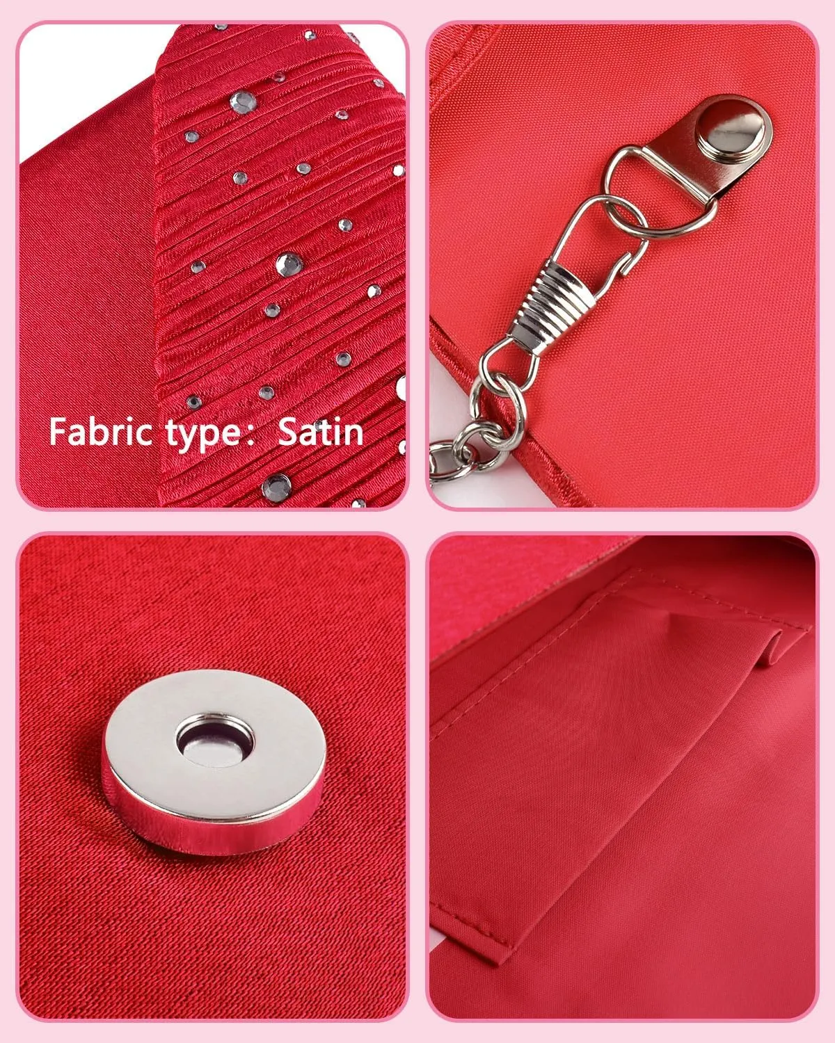 TINDTOP Evening Clutch Purses for Women Handbags for Formal Wedding Party Cocktail Prom Crossbody Shoulder Envelope Bag