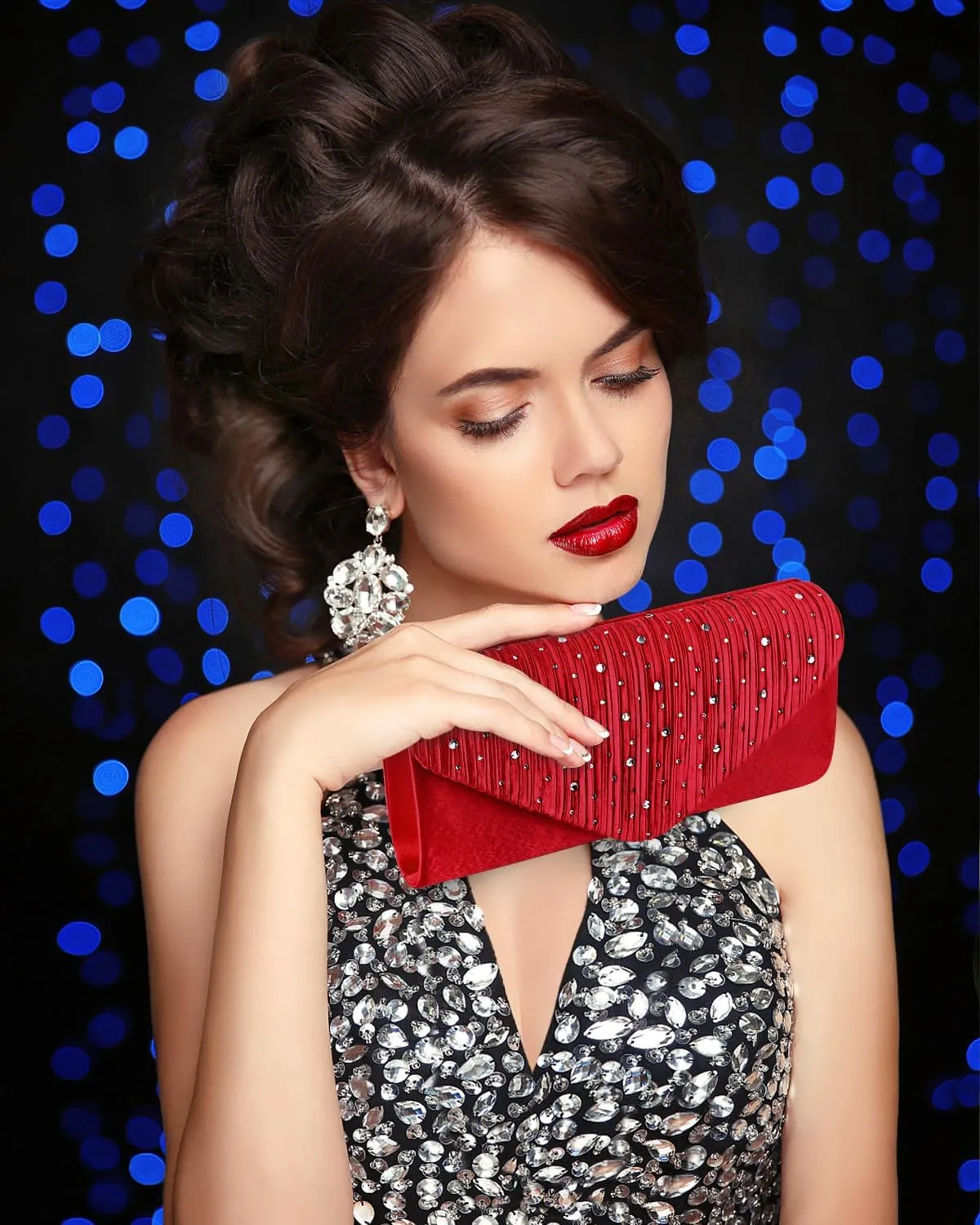 TINDTOP Evening Clutch Purses for Women Handbags for Formal Wedding Party Cocktail Prom Crossbody Shoulder Envelope Bag