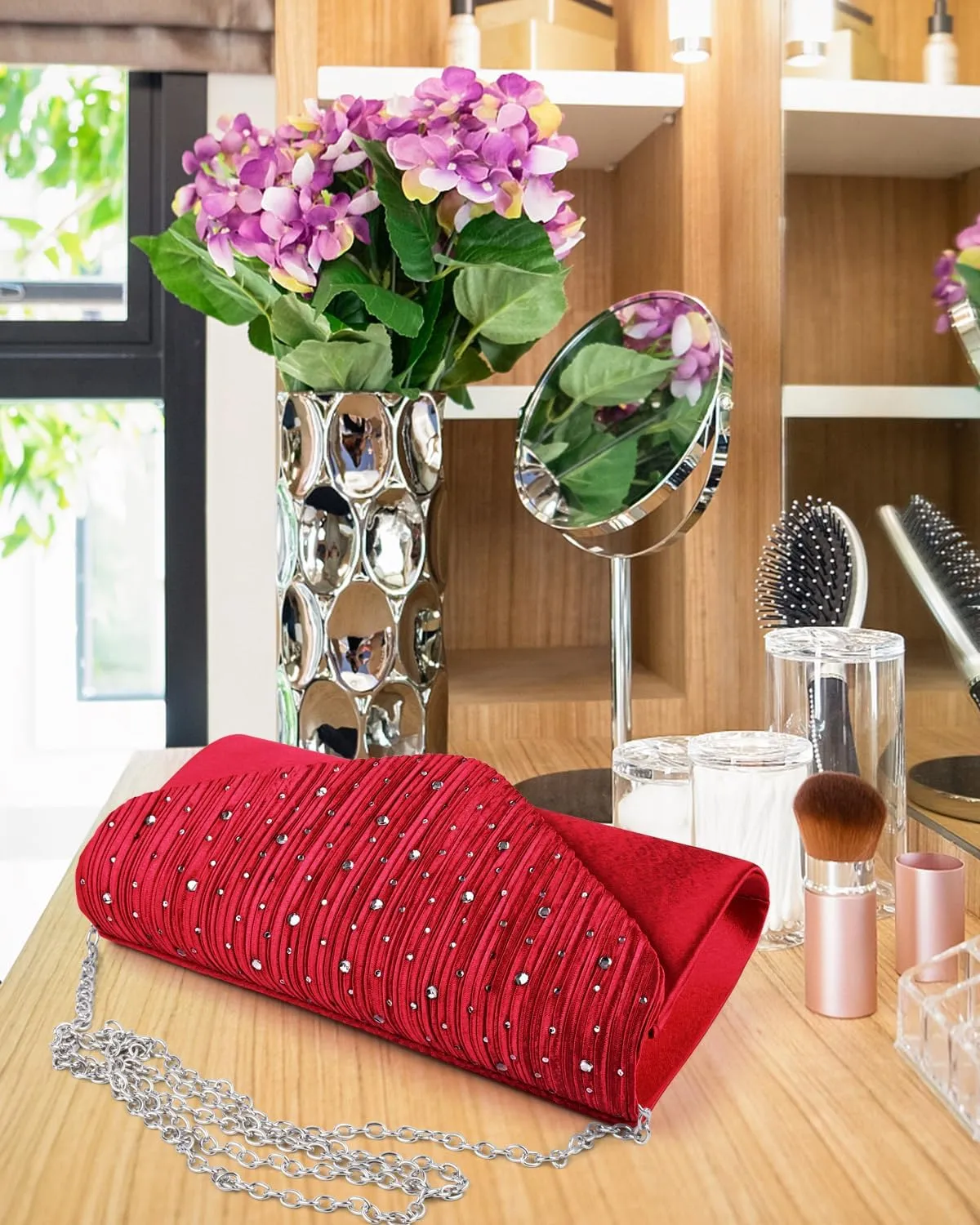 TINDTOP Evening Clutch Purses for Women Handbags for Formal Wedding Party Cocktail Prom Crossbody Shoulder Envelope Bag