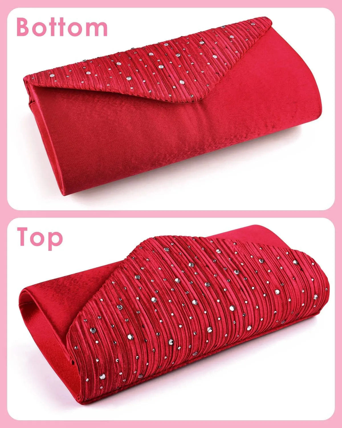 TINDTOP Evening Clutch Purses for Women Handbags for Formal Wedding Party Cocktail Prom Crossbody Shoulder Envelope Bag