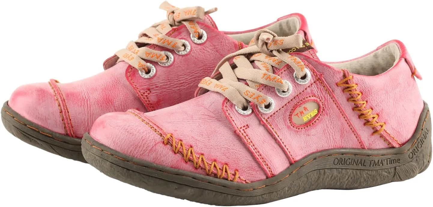 TMA EYES Women Leather Handstitched Walking Shoes Casual Sneakers for Travel Work