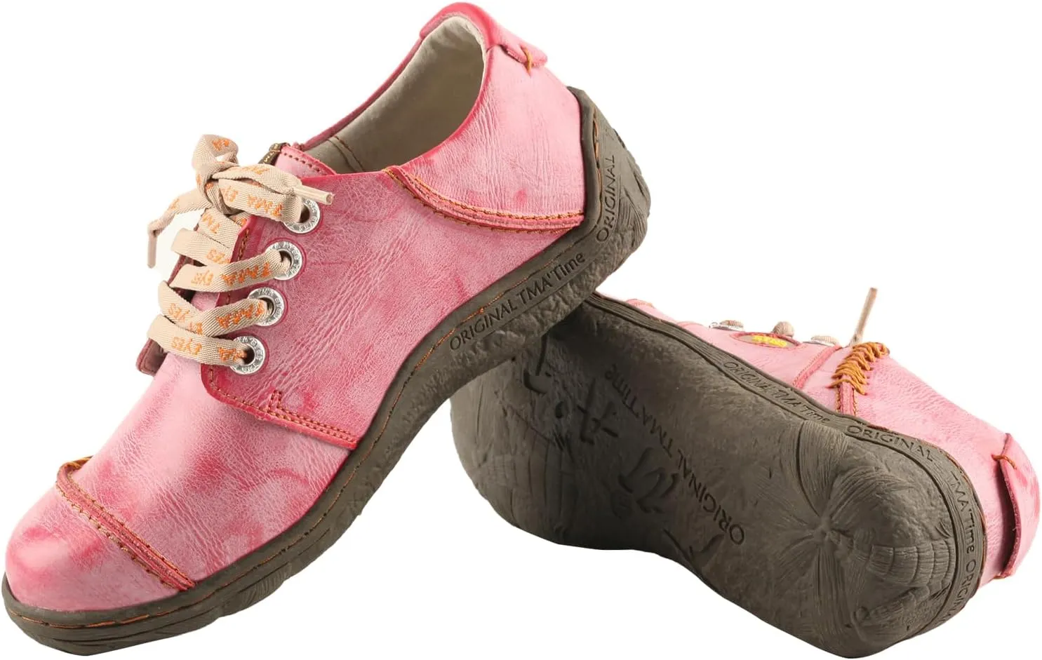 TMA EYES Women Leather Handstitched Walking Shoes Casual Sneakers for Travel Work