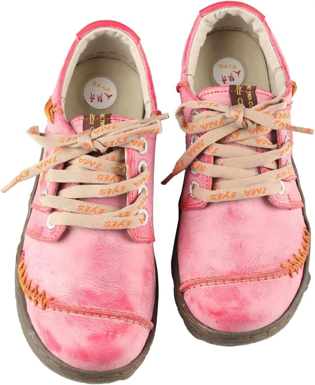 TMA EYES Women Leather Handstitched Walking Shoes Casual Sneakers for Travel Work