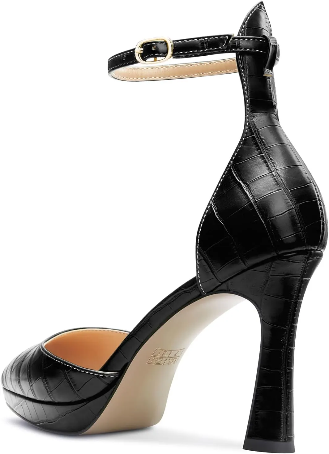 TNYNFBEB Womens Stiletto High Platform Heel Pointed Toe Pumps Ankle Strap Buckle Party Basic Classic 3.9 Inches Heels